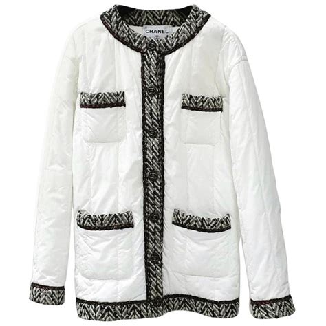 chanel puffer jacket black and white|pre owned Chanel jackets.